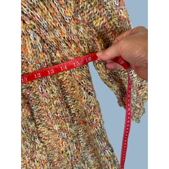 Multicolor Cardigan Cape Sweater Women Size M Leo & Nicole Chunky Wool Blend - Picture 14 of 14